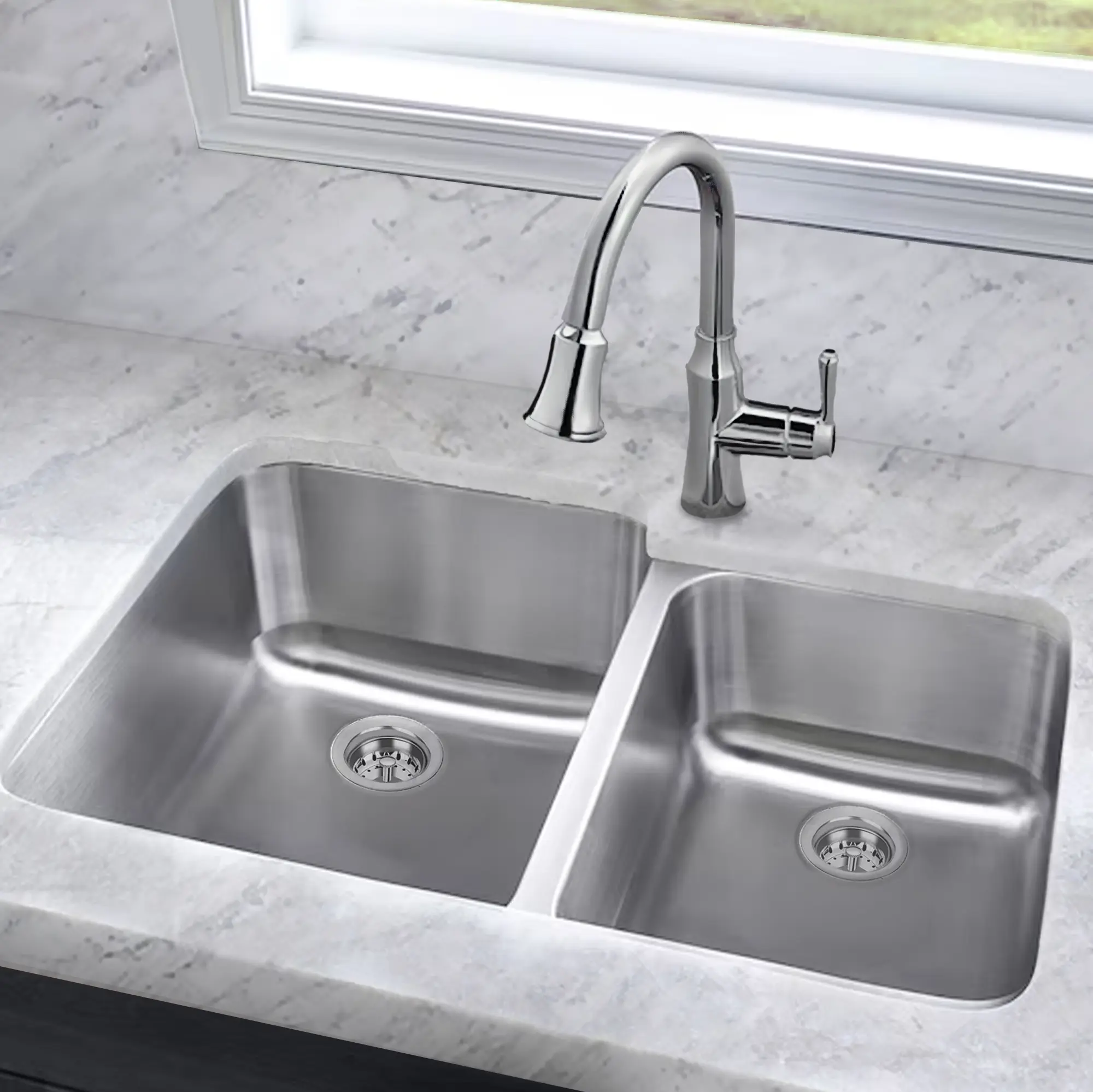 18 Ga Double 6040 3120S Undermount Sink - Image 2