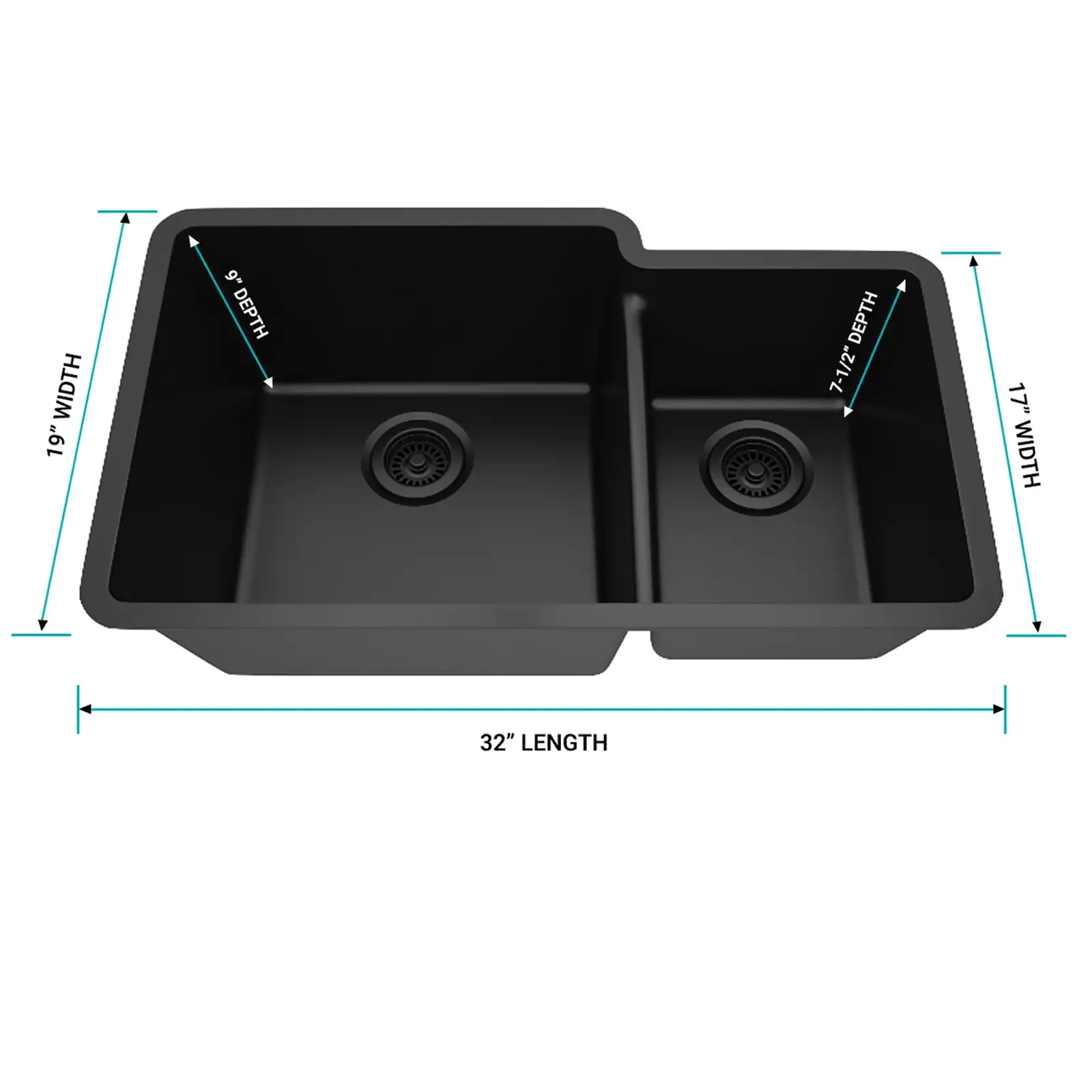 Quartz Composite Offset Double Bowl 6040 - Image 7